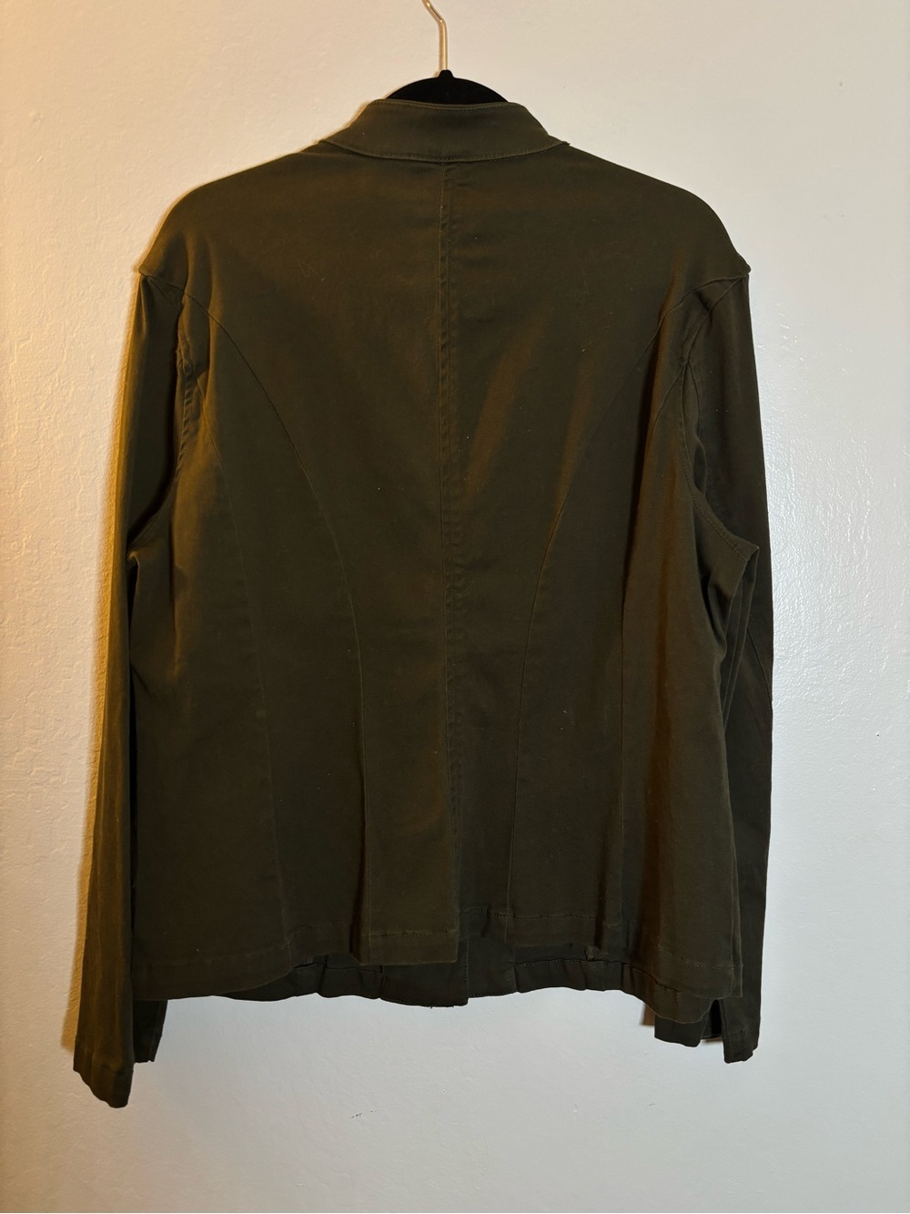 New York & Company Olive Military-Style Button Front Women's Jacket - Picture 2 of 4